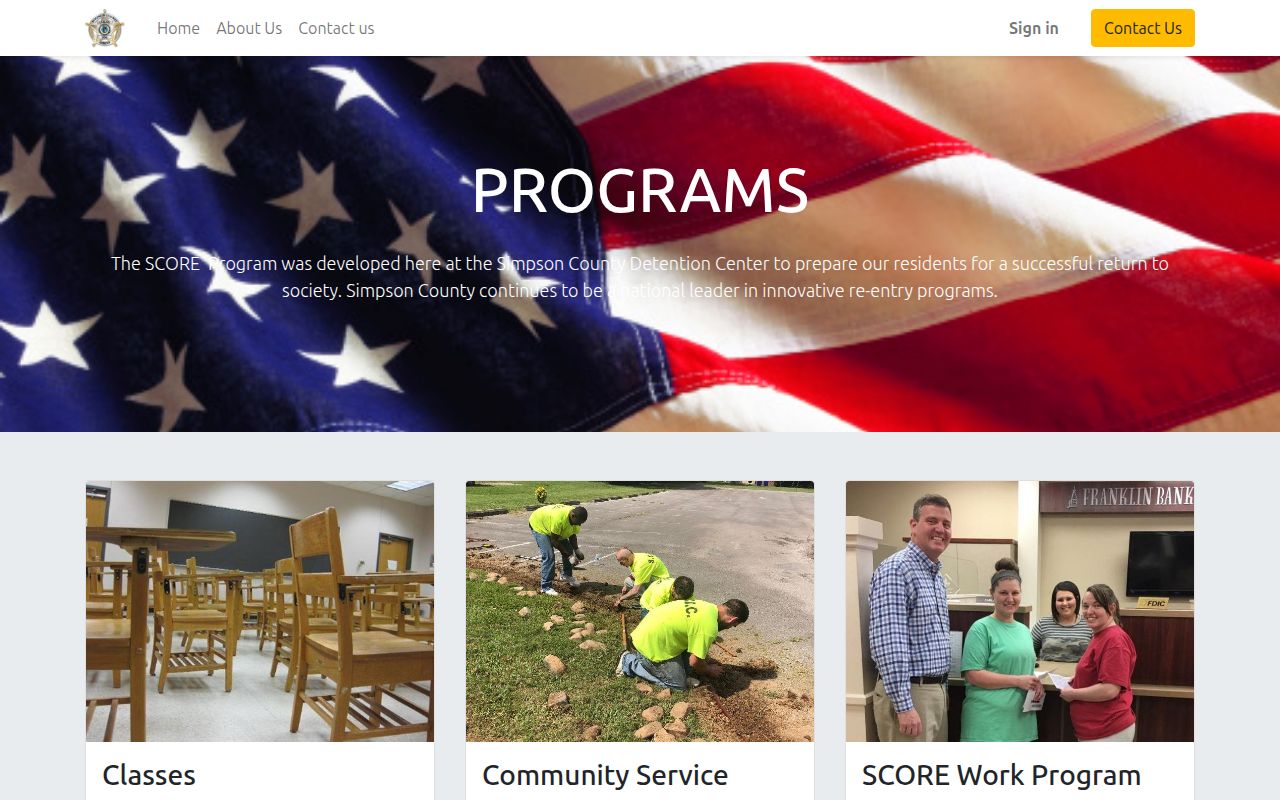 Simpson County inmate release program and SCORE credit information