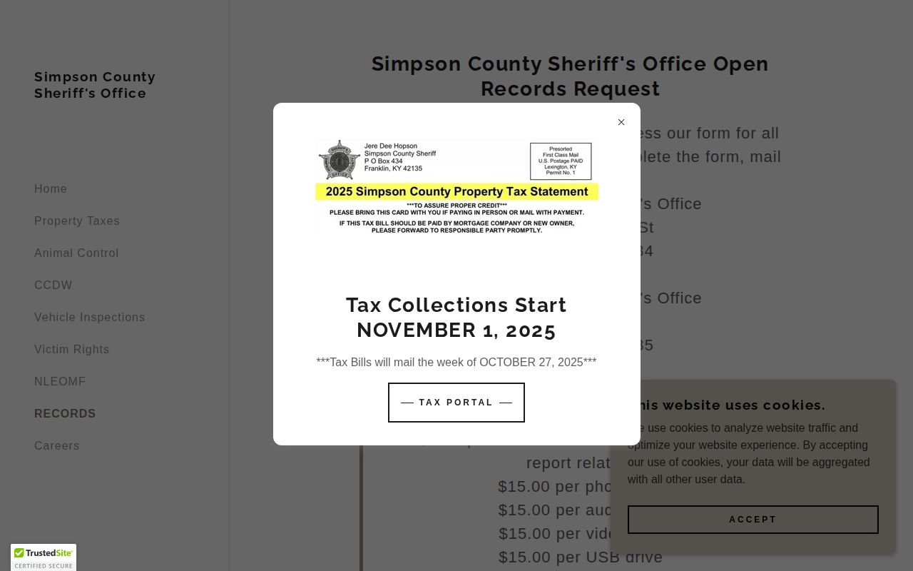 Simpson County sheriff photo record request form
